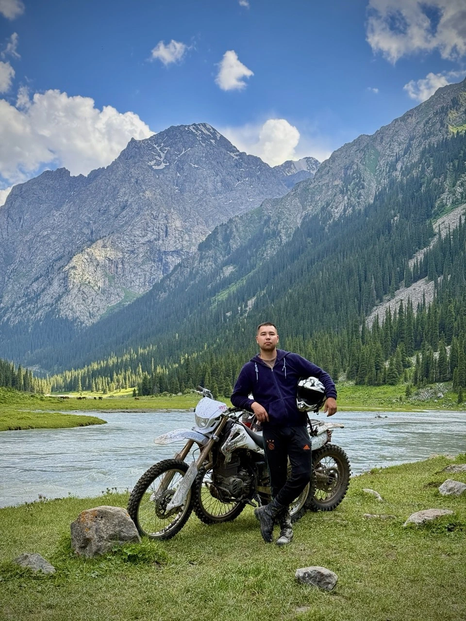 Enduro motorcycle travel in Issyk-Kul Kyrgyzstan